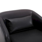 Fauteuil pivotant rond en PU noir de 80 cm avec base en métal