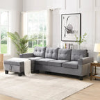 Canapé moderne 4 places gris 97.8 avec méridienne de rangement