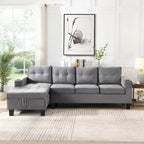 Canapé moderne 4 places gris 97.8 avec méridienne de rangement