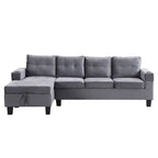 Canapé moderne 4 places gris 97.8 avec méridienne de rangement