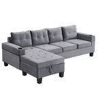 Canapé moderne 4 places gris 97.8 avec méridienne de rangement