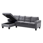 Canapé moderne 4 places gris 97.8 avec méridienne de rangement