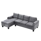 Canapé moderne 4 places gris 97.8 avec méridienne de rangement