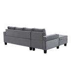 Canapé moderne 4 places gris 97.8 avec méridienne de rangement