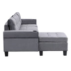 Canapé moderne 4 places gris 97.8 avec méridienne de rangement