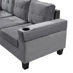 Canapé moderne 4 places gris 97.8 avec méridienne de rangement