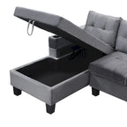 Canapé moderne 4 places gris 97.8 avec méridienne de rangement