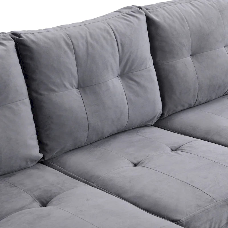 Canapé moderne 4 places gris 97.8 avec méridienne de rangement
