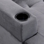 Canapé moderne 4 places gris 97.8 avec méridienne de rangement
