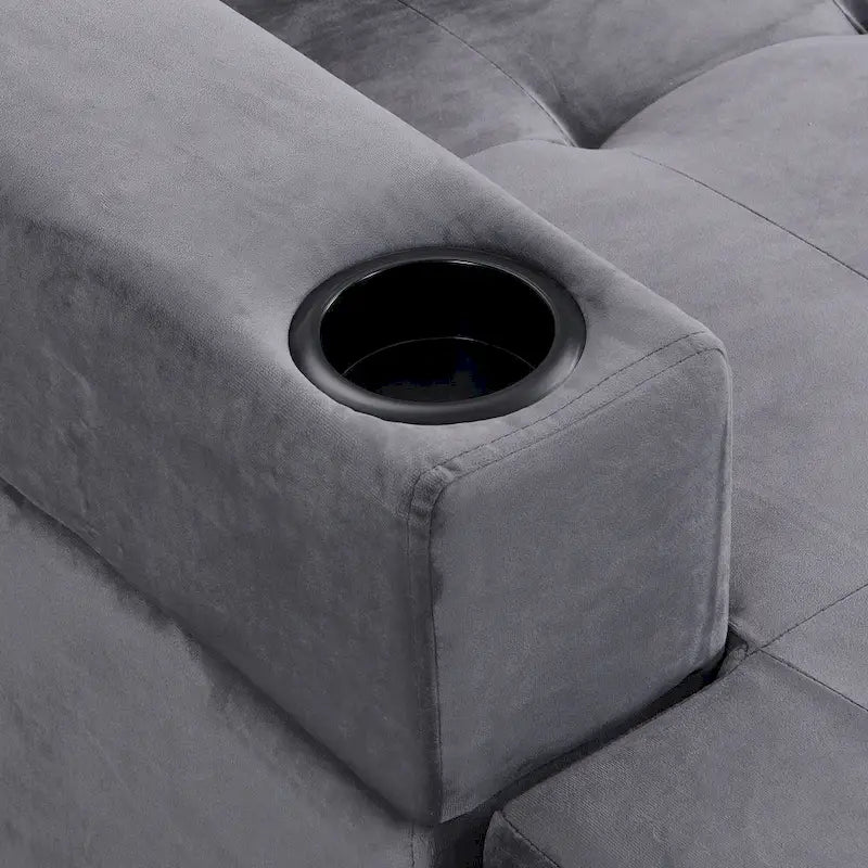 Canapé moderne 4 places gris 97.8 avec méridienne de rangement