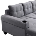 Canapé moderne 4 places gris 97.8 avec méridienne de rangement