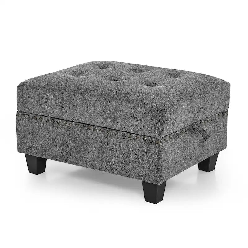 Canapé d'angle modulable 6 places en U gris 116 avec quatre sièges individuels et deux éléments d'angle, rangements inclus