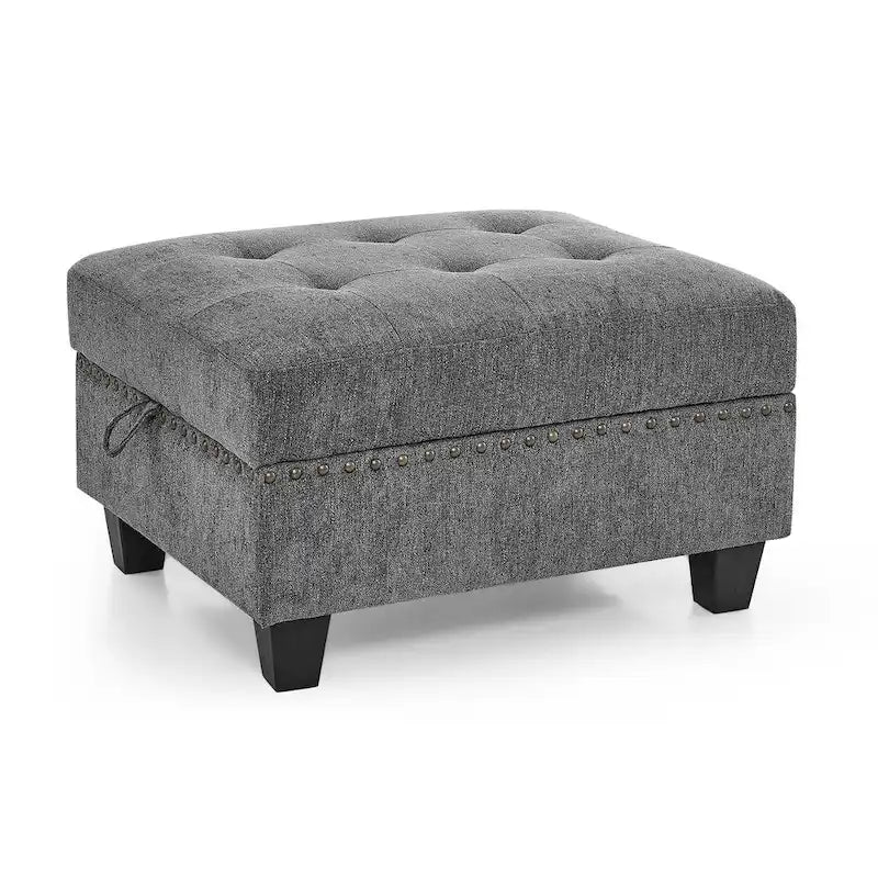 Canapé d'angle modulable 6 places en U gris 116 avec quatre sièges individuels et deux éléments d'angle, rangements inclus