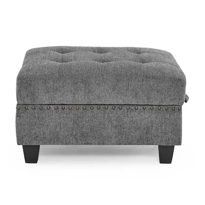 Canapé d'angle modulable 6 places en U gris 116 avec quatre sièges individuels et deux éléments d'angle, rangements inclus