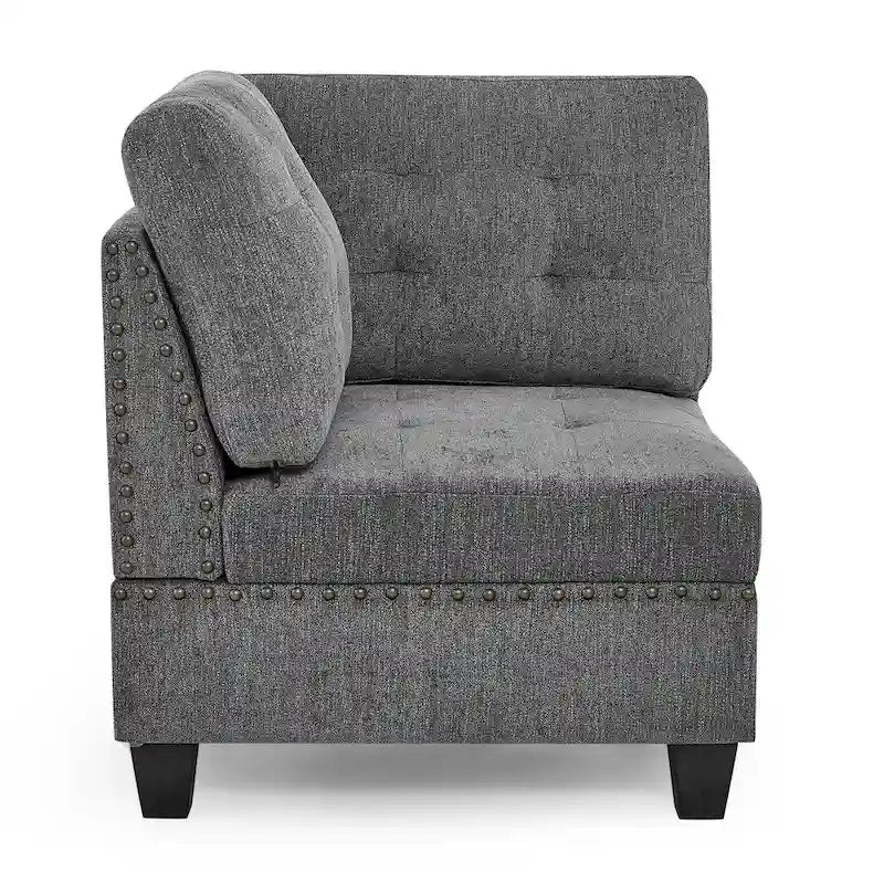 Canapé d'angle modulable 6 places en U gris 116 avec quatre sièges individuels et deux éléments d'angle, rangements inclus
