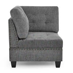 Canapé d'angle modulable 6 places en U gris 116 avec quatre sièges individuels et deux éléments d'angle, rangements inclus