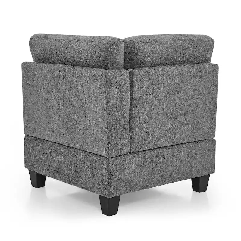 Canapé d'angle modulable 6 places en U gris 116 avec quatre sièges individuels et deux éléments d'angle, rangements inclus