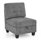 Canapé d'angle modulable 6 places en U gris 116 avec quatre sièges individuels et deux éléments d'angle, rangements inclus