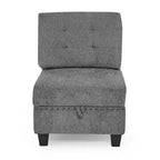 Canapé d'angle modulable 6 places en U gris 116 avec quatre sièges individuels et deux éléments d'angle, rangements inclus