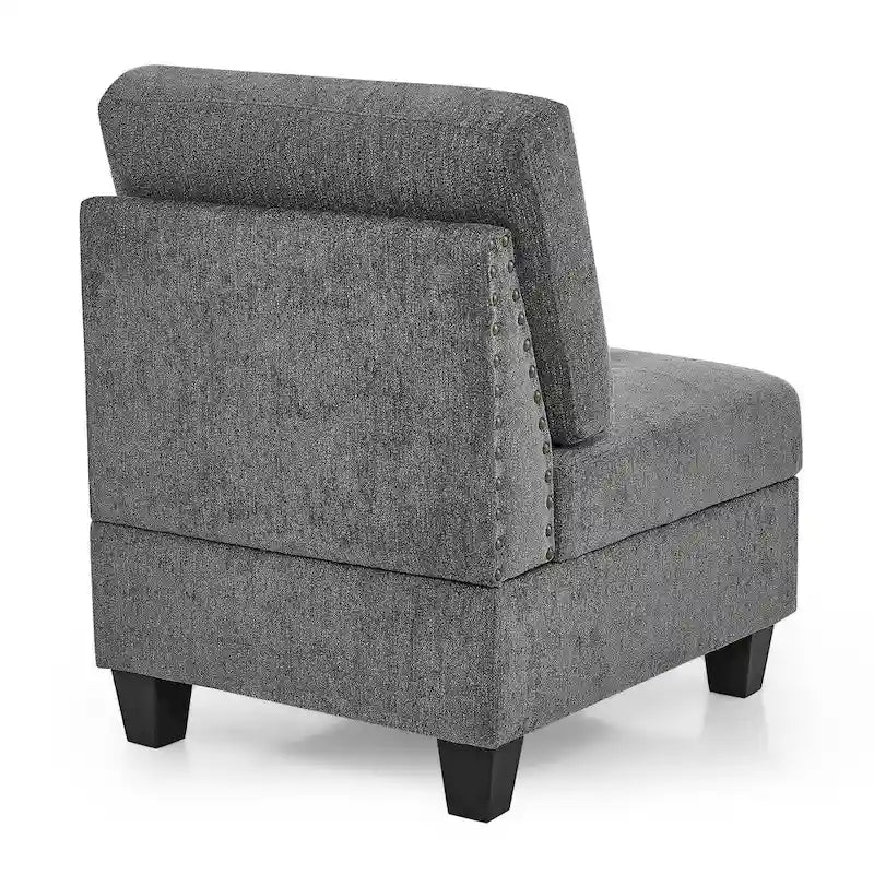Canapé d'angle modulable 6 places en U gris 116 avec quatre sièges individuels et deux éléments d'angle, rangements inclus