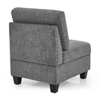 Canapé d'angle modulable 6 places en U gris 116 avec quatre sièges individuels et deux éléments d'angle, rangements inclus