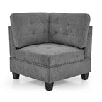 Canapé d'angle modulable 6 places en U gris 116 avec quatre sièges individuels et deux éléments d'angle, rangements inclus