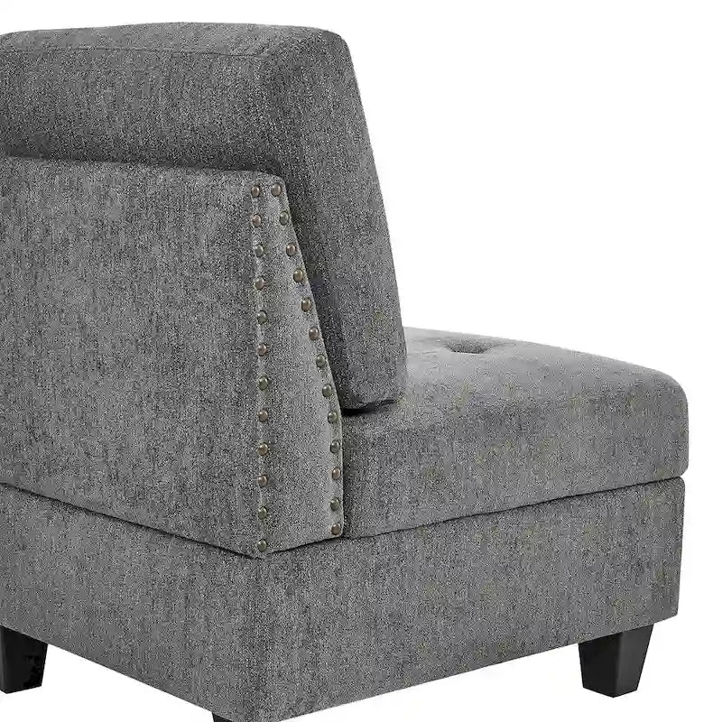 Canapé d'angle modulable 6 places en U gris 116 avec quatre sièges individuels et deux éléments d'angle, rangements inclus