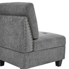 Canapé d'angle modulable 6 places en U gris 116 avec quatre sièges individuels et deux éléments d'angle, rangements inclus