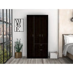 Armoire moderne à deux portes avec cinq étagères et un tiroir pour chambre à coucher