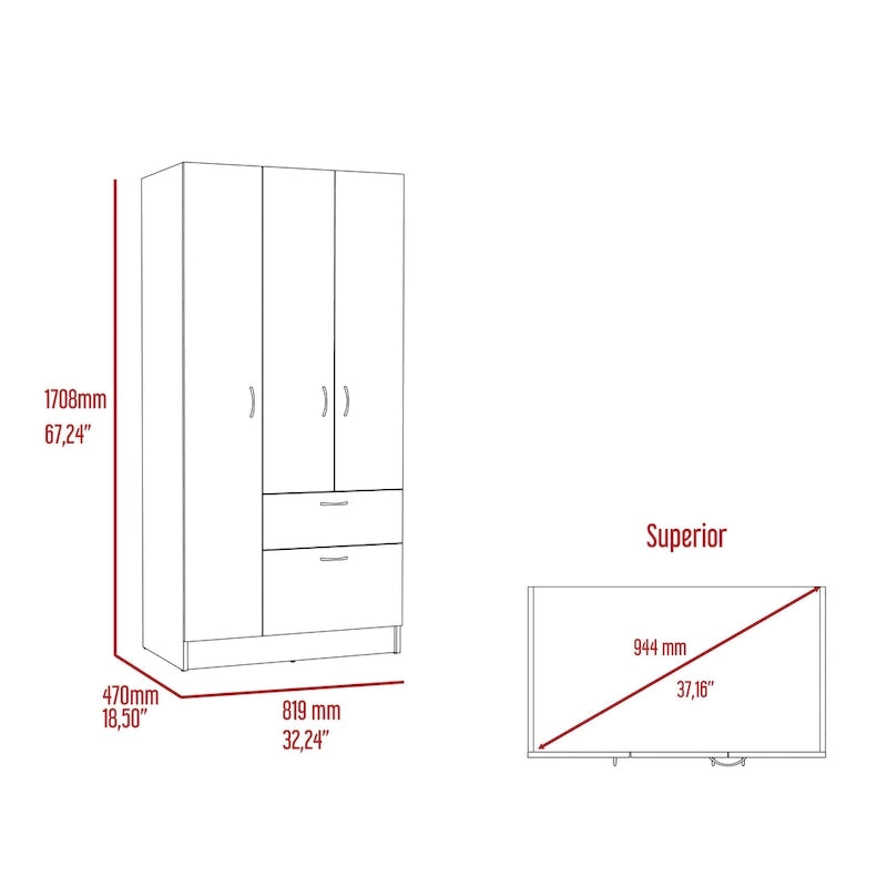 Armoire moderne à deux portes avec cinq étagères et un tiroir pour chambre à coucher