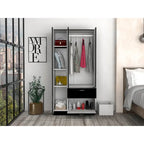 Armoire moderne à deux portes avec cinq étagères et un tiroir pour chambre à coucher