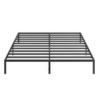 Lit plateforme King en métal noir avec tête de lit en bois à motif ondulé