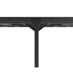 Lit plateforme King en métal noir avec tête de lit en bois à motif ondulé