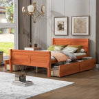Lit plateforme en pin massif avec 4 tiroirs et design