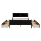 Lit plateforme en pin massif avec 4 tiroirs et design