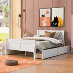 Lit plateforme en pin massif avec 4 tiroirs et design