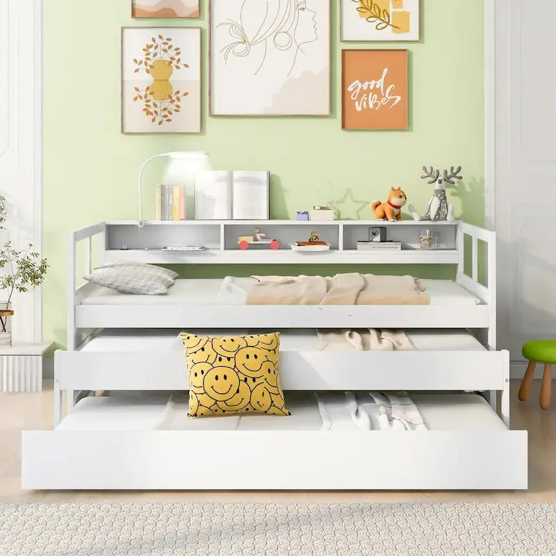 Lit de repos Twin XL avec lits gigognes, étagères et USB