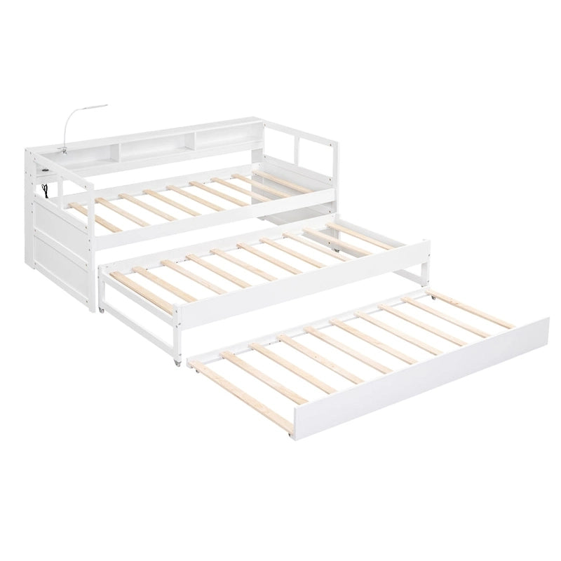 Lit de repos Twin XL avec lits gigognes, étagères et USB