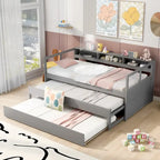 Lit de repos Twin XL avec lits gigognes, étagères et USB