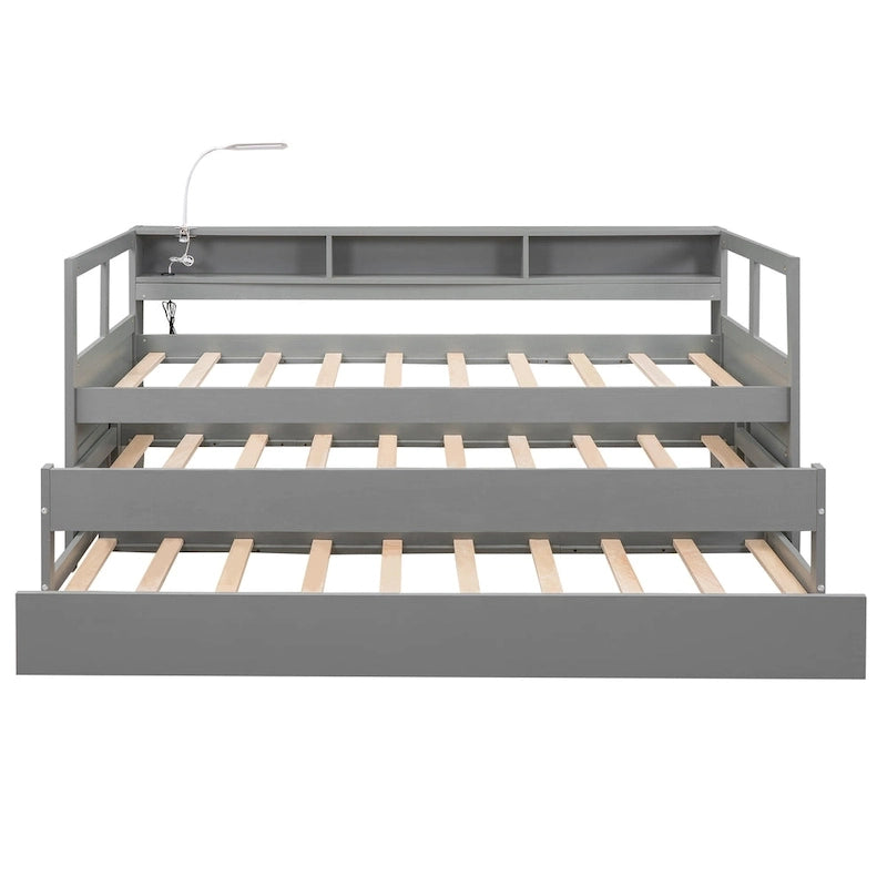 Lit de repos Twin XL avec lits gigognes, étagères et USB
