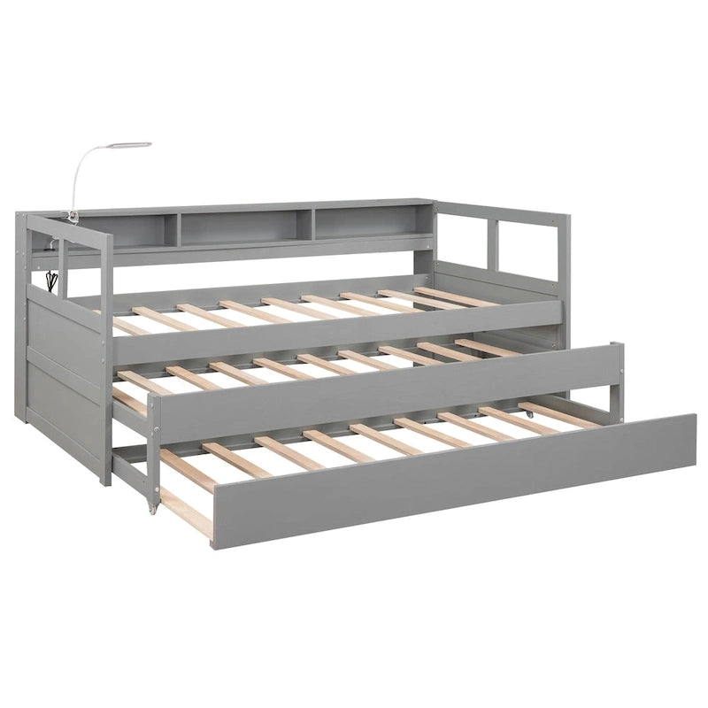 Lit de repos Twin XL avec lits gigognes, étagères et USB