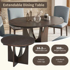 Table à manger ronde extensible de style moderne avec rallonge amovible et chaises de salle à manger rembourrées