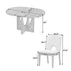 Table à manger ronde extensible de style moderne avec rallonge amovible et chaises de salle à manger rembourrées