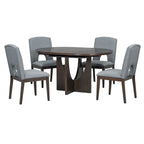 Table à manger ronde extensible de style moderne avec rallonge amovible et chaises de salle à manger rembourrées