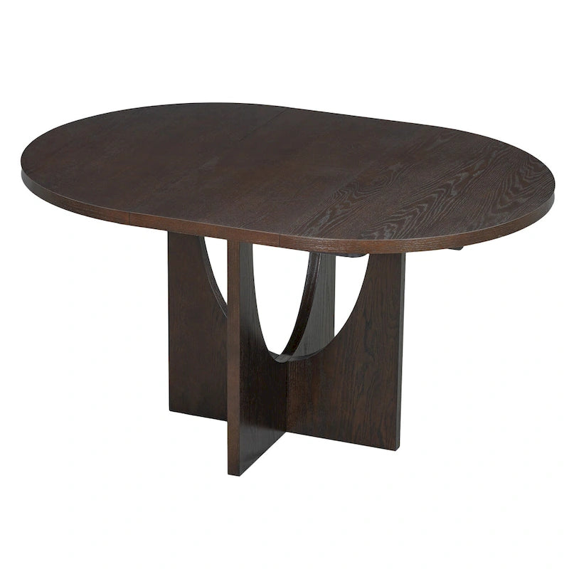 Table à manger ronde extensible de style moderne avec rallonge amovible et chaises de salle à manger rembourrées