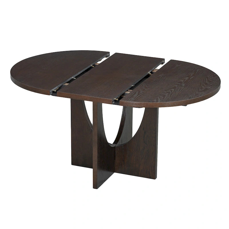 Table à manger ronde extensible de style moderne avec rallonge amovible et chaises de salle à manger rembourrées