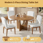 Table à manger ronde extensible de style moderne avec rallonge amovible et chaises de salle à manger rembourrées