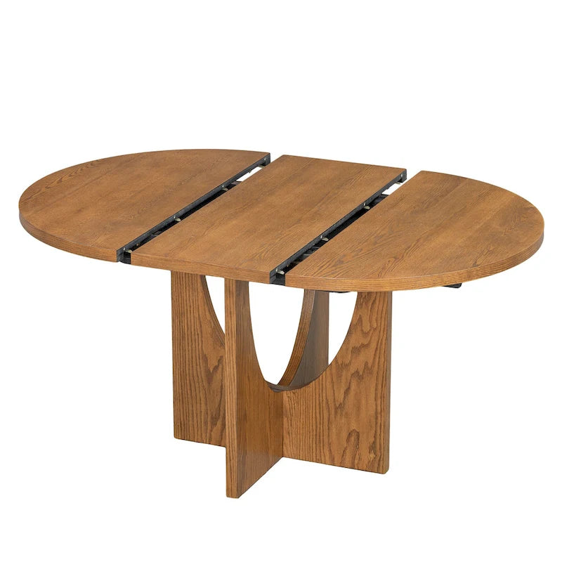 Table à manger ronde extensible de style moderne avec rallonge amovible et chaises de salle à manger rembourrées