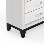 Commode de rangement à 5 tiroirs haute en bois blanc moderne avec poignées métalliques – 51 po