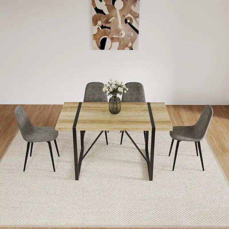 Chaises de salle à manger modernes avec revêtement en tissu de lin et pieds métalliques robustes
